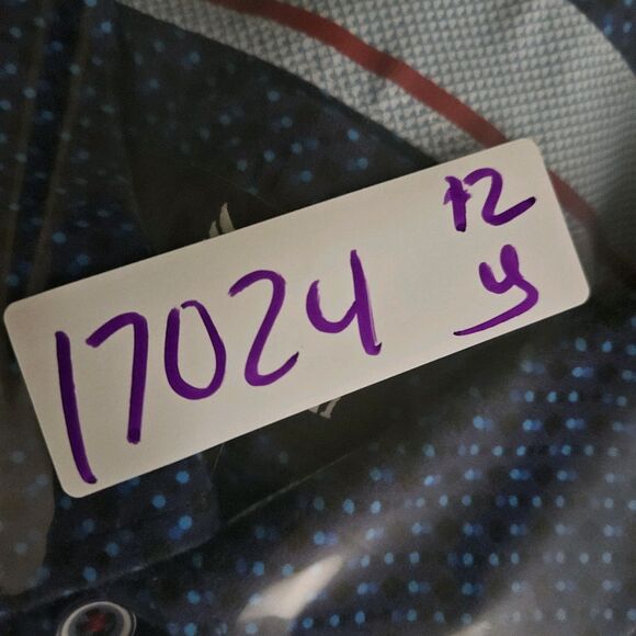 Butter Cloth Shirt Mens Large‎ Blue Circles Preppy Button Up Stretch FLAWS - Picture 11 of 11